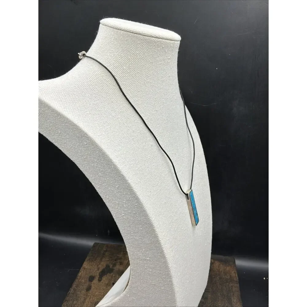 Barse Bar Turquoise Necklace- Leather & Silver - NWT